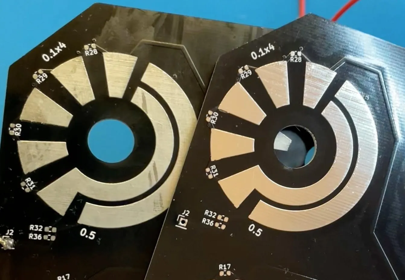Coated PCBs - left - plated, right - original