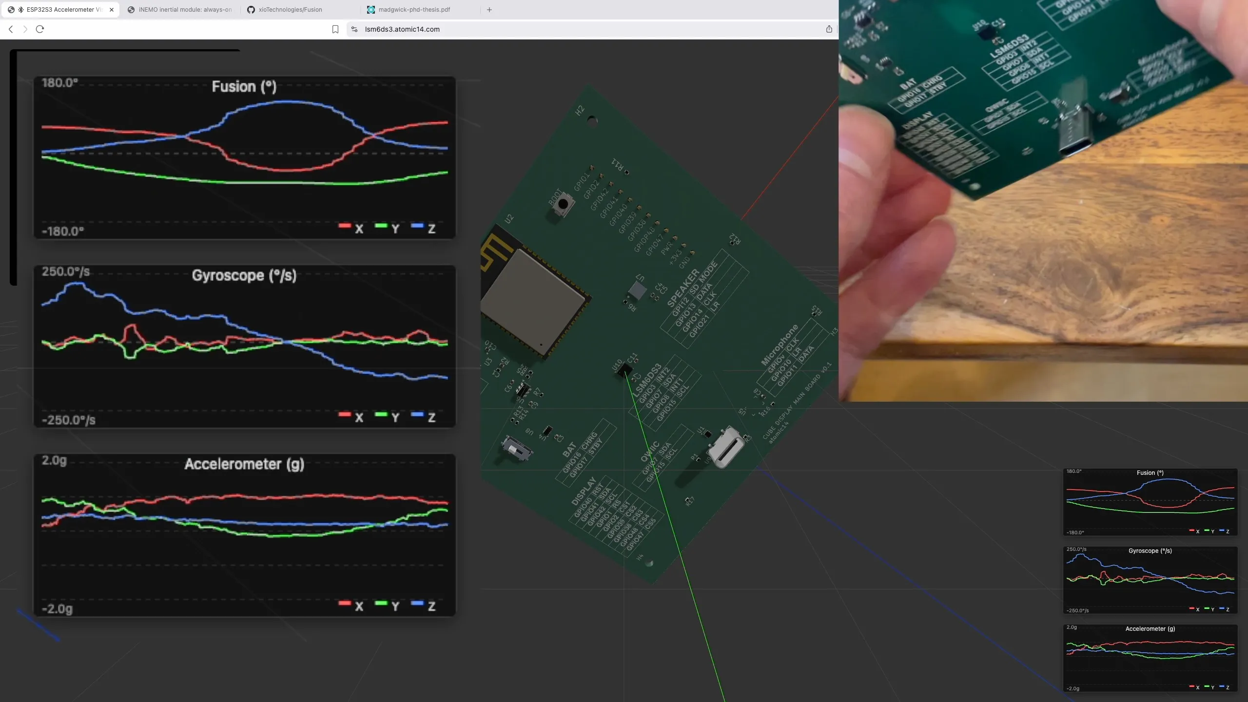 Fusion - combine the accelerometer and gyroscope readins
