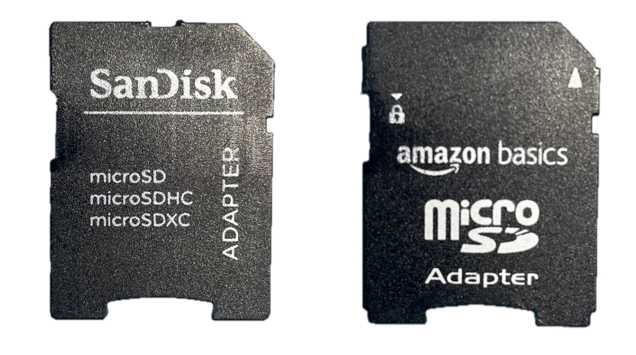 Two card adaptors - AmazonBasic and SanDisk