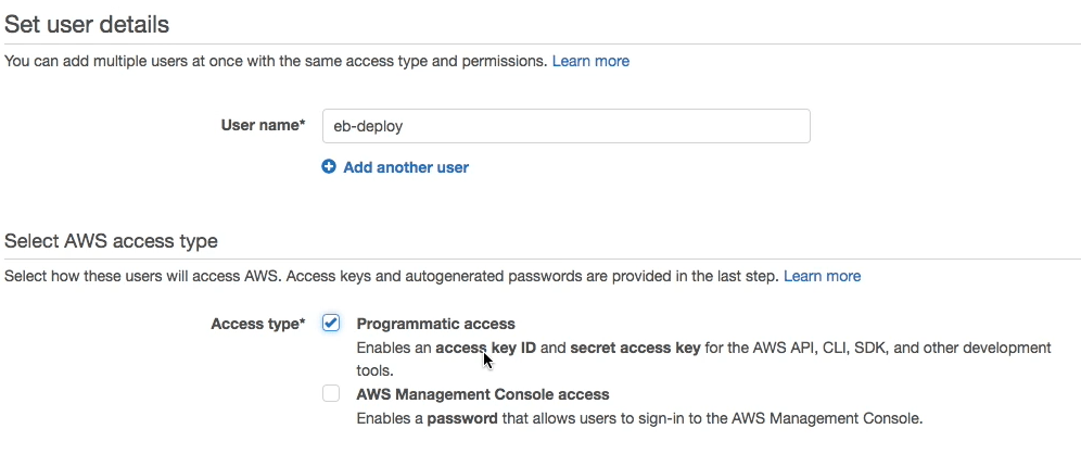 Create a new IAM User with Programmatic Access