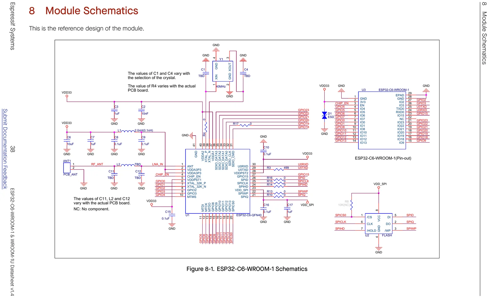 ESP32-C6-WROOM-1 module reference-design schematic