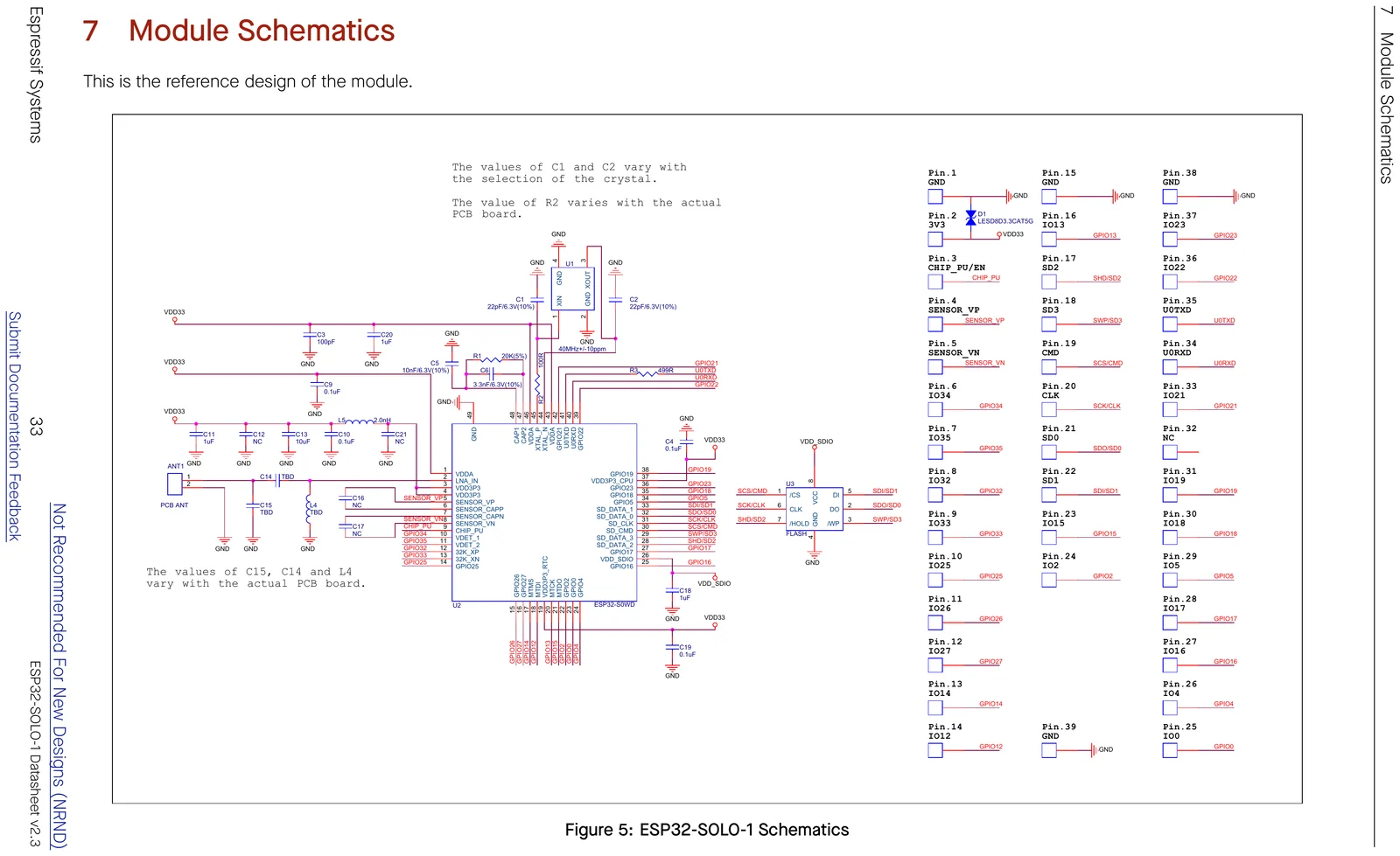 ESP32-SOLO-1 module reference-design schematic